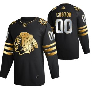 Chicago Blackhawks Trikot Benutzerdefinierte Schwarz 2021 Golden Edition Limited Authentic